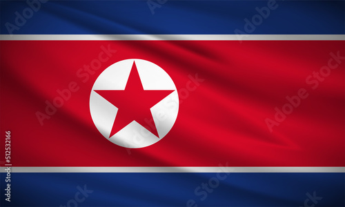 Realistic wavy flag of North Korea background vector. North Korea wavy flag vector