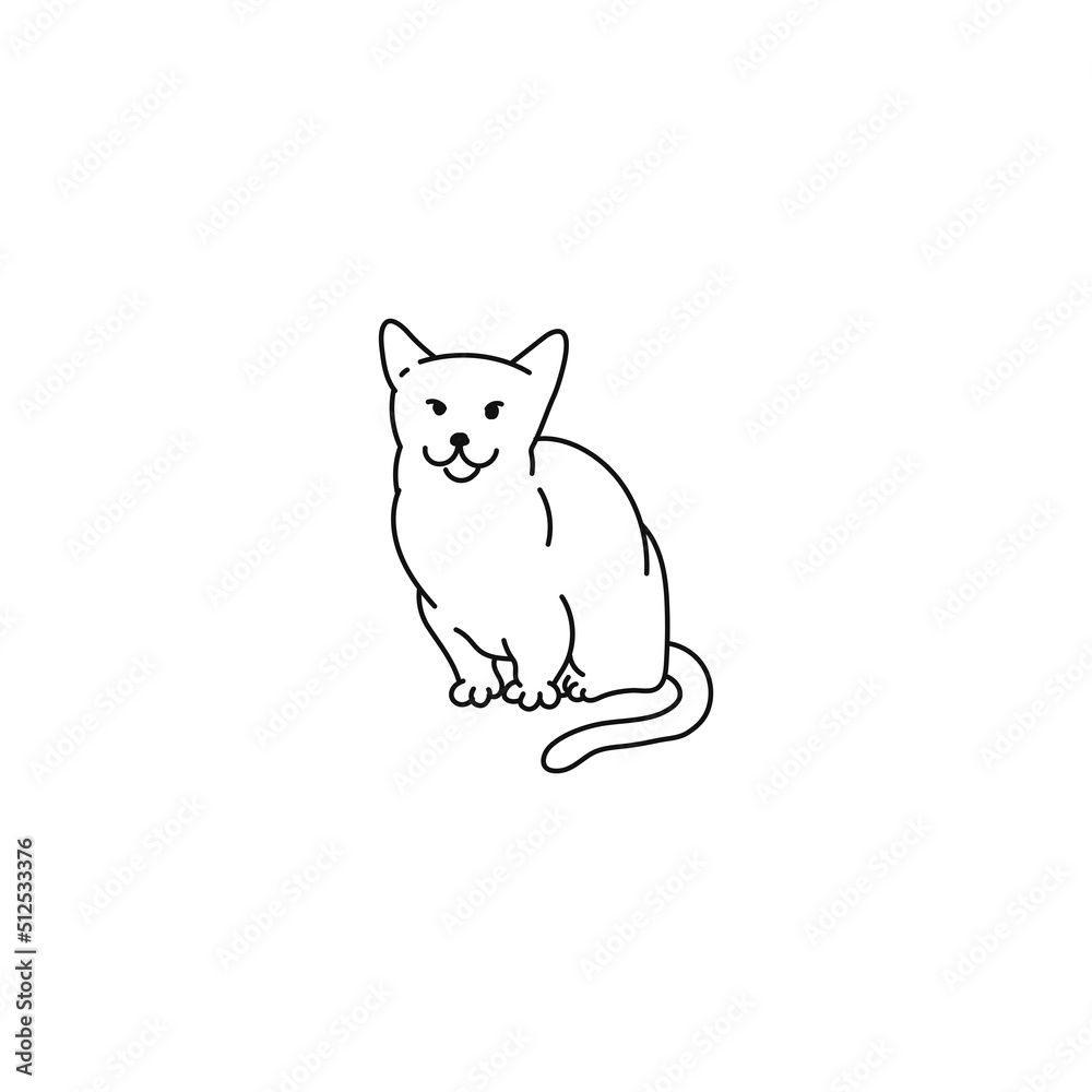 cat black white munchkin contour sketch doodle illustration. cat black white munchkin contour sketch doodle illustration.