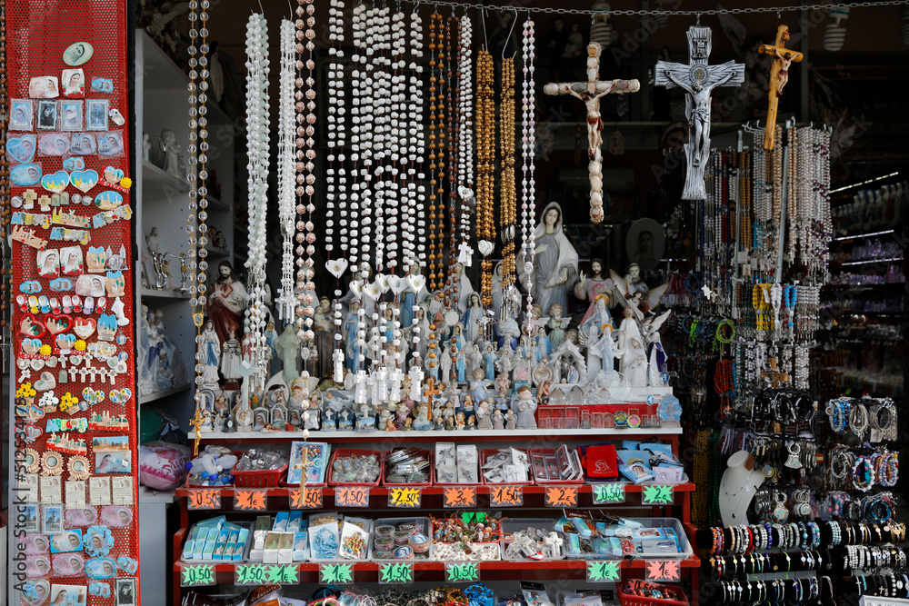 Shop selling religious souvenirs in Medjugorje, Bosnia & Herzegovina