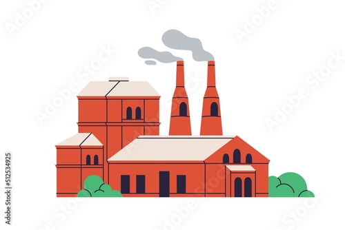 Abstract industrial building. Production factory structure. Manufacturing pla...