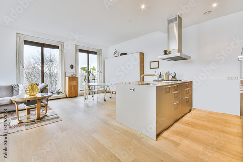 Kitchen with modern furniture and appliances