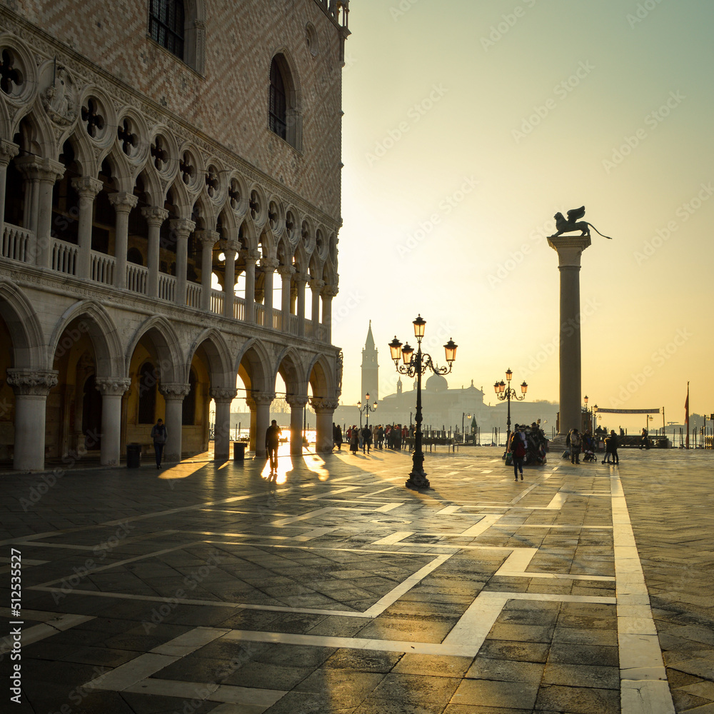 Sunrise behind the Doge's Palace, Venice, Italy