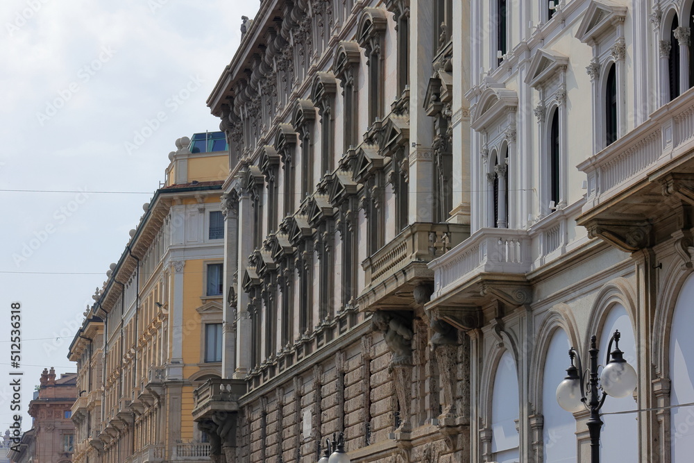 palazzi storici di milano in italia, historical building in milan city in italy
