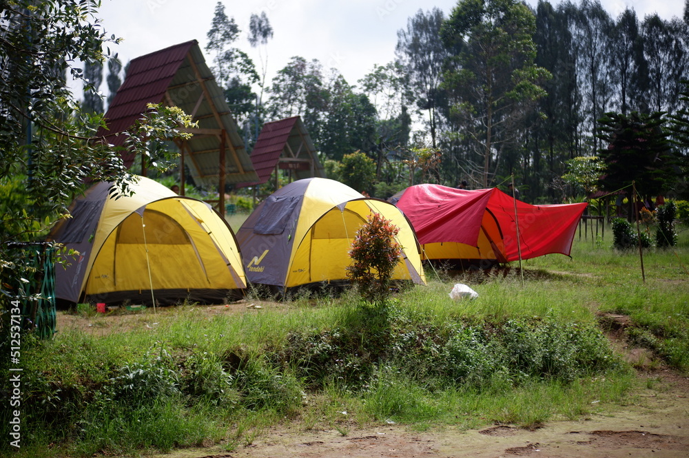 camping in the mountains, in camping ground di embung kledung, temanggung, indonesia
