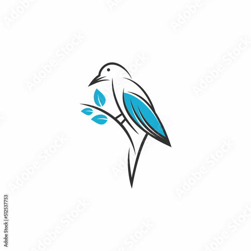 Bird line art logo design vector ilustration