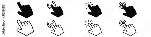 Hand click vector icon set. Hand pointer collection sign collection. Cursor symbol or logo.