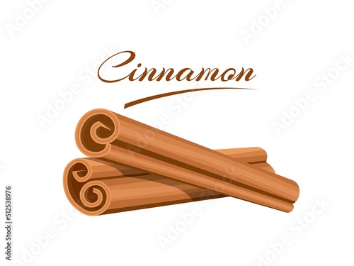 Vector illustration, cinnamon stick roll, isolated on a white background.