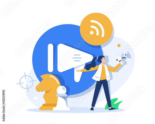 Marketing strategy plan,attention announcement, public relations concept,advertising campaign, social media viral commercial