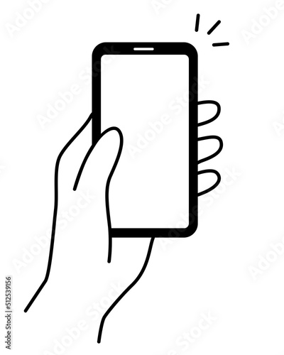 スマホを持つ手　片手　左手