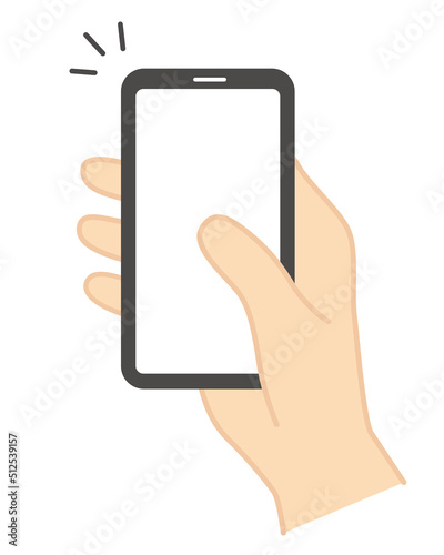 スマホを操作している手　片手　右手
