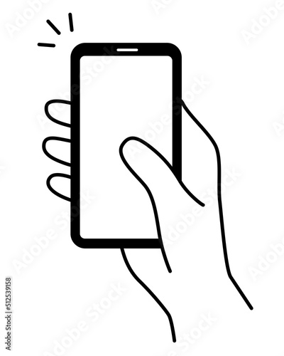 スマホを操作している手　片手　右手