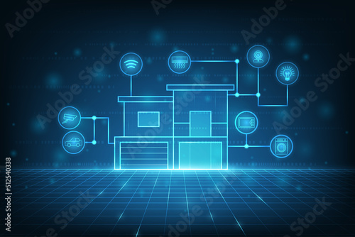Vector smart home technology conceptual. Internet technology and home automation system.