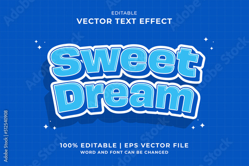 Editable text effect Sweet Dream 3d Cartoon template style premium vector