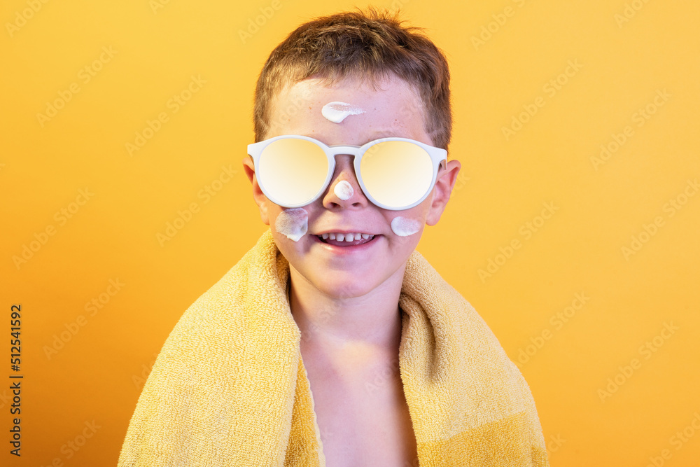 adorable happy boy with sunglasses adorable happy boy with sunglasses