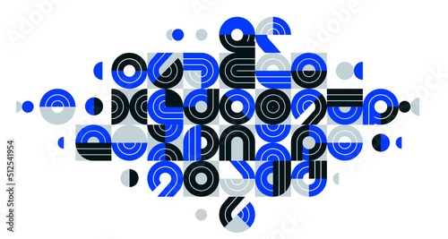 Abstract modern vector trendy design  blue geometric shapes stylish composition  modular pattern artistic illustration  typography letters elements used.