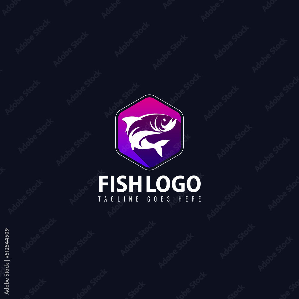 Colorful fish vector logo design for shop.