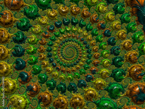 Fototapeta Naklejka Na Ścianę i Meble -  Abstract Fractal Green Pattern. green background