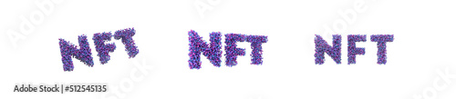 Set floating rotating 3d NFT buble liquide clud Text illustration transparent background photo