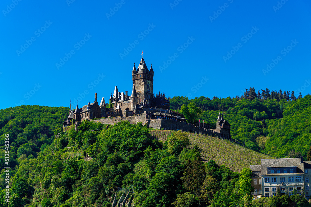  Town of Cochem with the imperial Castle. Historic european castle