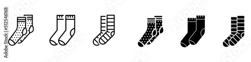 Kids socks vector icon set isolated on white background.