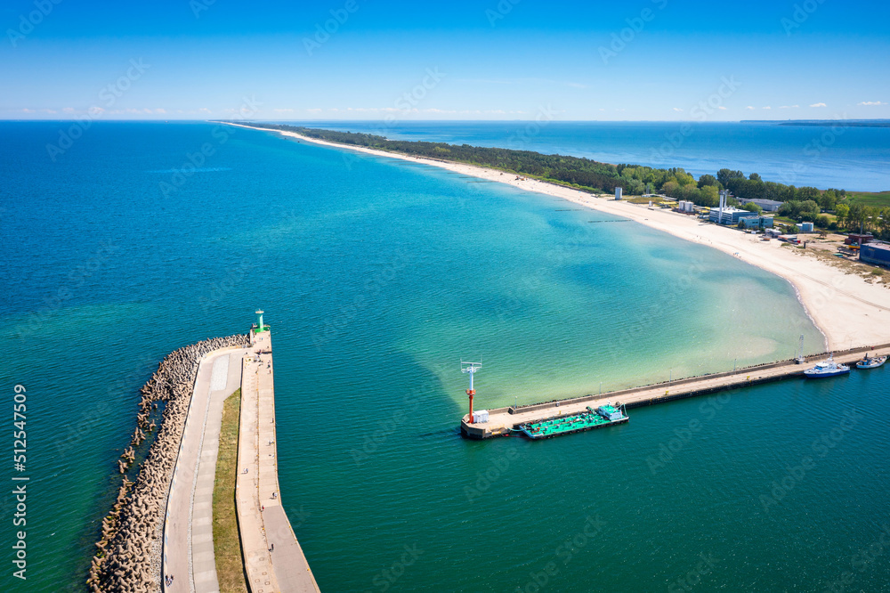 Aerial landscape of the harbor in Wladyslawowo by the Baltic Sea at summer. Poland.
