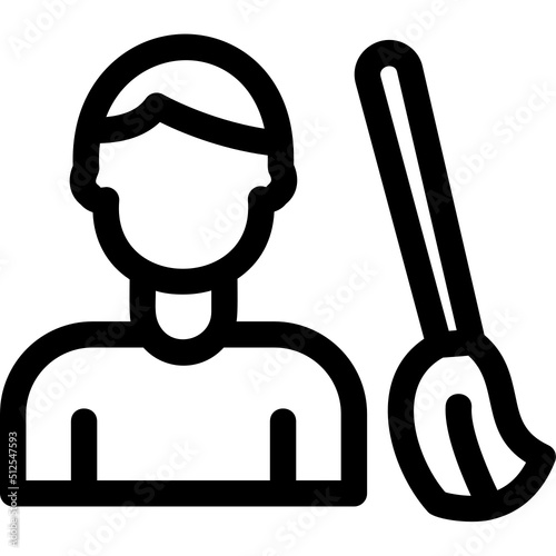 Man Sweeping Floor Icon