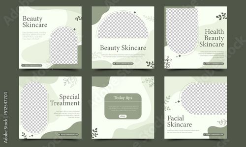 Set of Abstract square banner design template for salon, massage, and spa promotion. Usable for social media post, card, banner, and web ads.