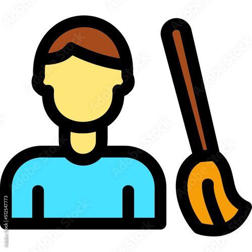 Man Sweeping Floor Icon