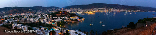 Panoramic view of the bay of Bodrum  in the center is the castle of St. Peter.