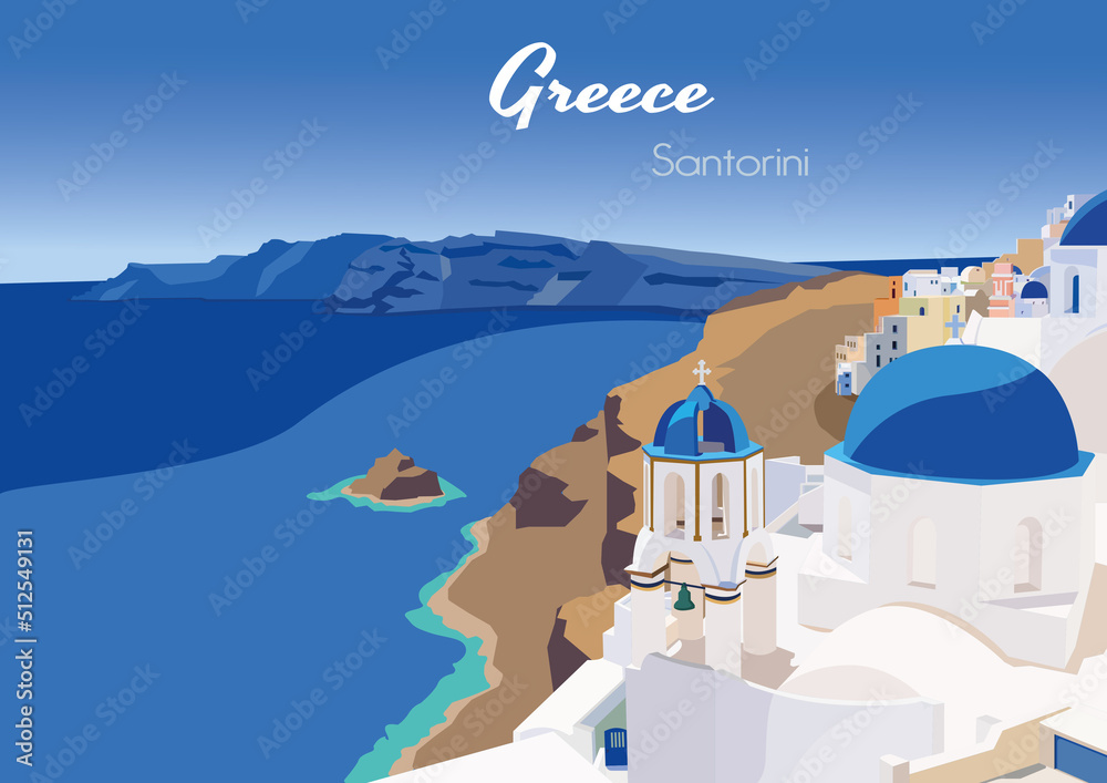 Santorini landscape - obrazy, fototapety, plakaty 