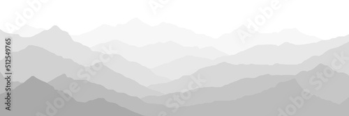 Black and white mountain landscape, ridges in the fog, panoramic view © Valerii