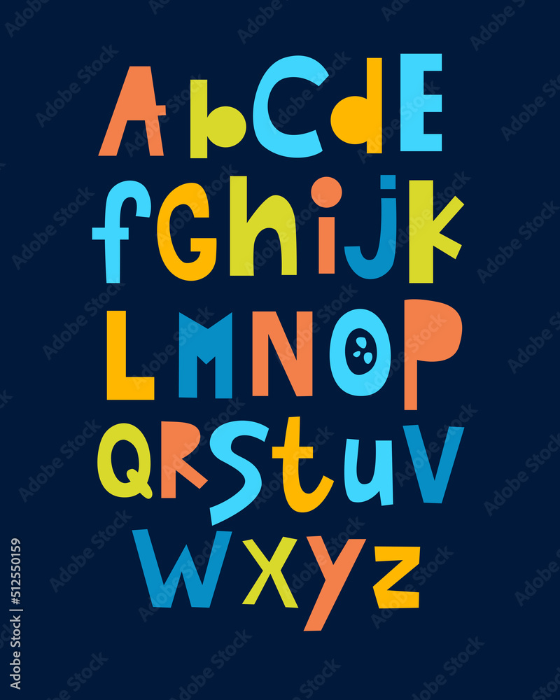 Print. Bright poster English alphabet. Vector alphabet for kids. Preschool education. Print. Bright poster English alphabet. Vector alphabet for kids. Preschool education.