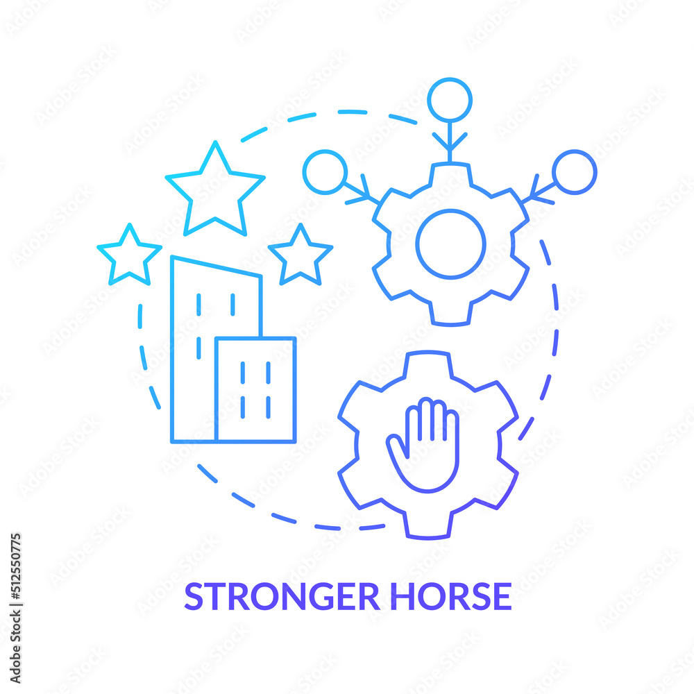 Stronger horse blue gradient concept icon. Better reputation. Brand consolidation strategy abstract idea thin line illustration. Isolated outline drawing. Myriad Pro-Bold fonts used