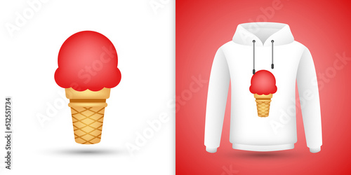 Women Hat on white sweatshirt hoodie. Vector illustration