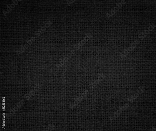 Black Hemp rope texture background. Haircloth wale black dark cloth rustic sackcloth canvas fabric texture.