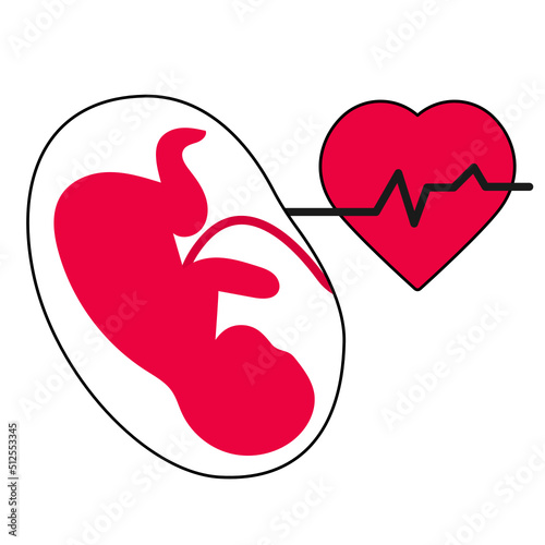 Fetal Heart Monitoring or Pregnant women Ultra Sound Vector Icon Design, In vitro Fertilization Symbol, Pregnancy and obstetrician Sign, tube baby process stock illustration, Fetus heartbeat Concept