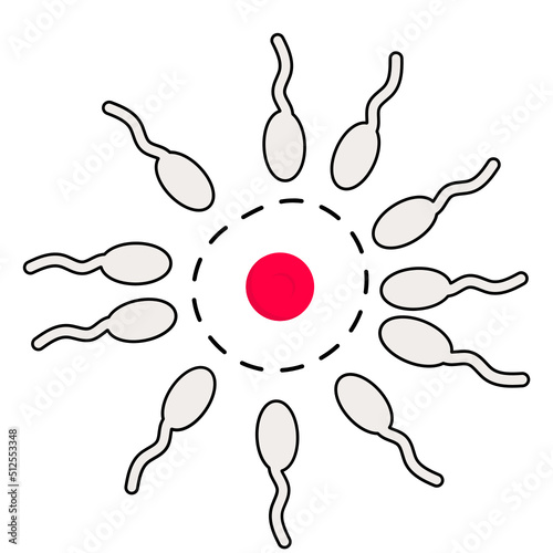 Sperm meets egg in lab Concept, Artificial insemination microscopic view Vector Icon Design, In Vitro Fertilization Symbol, Pregnancy and obstetrician Sign, test tube baby procedure stock illustration