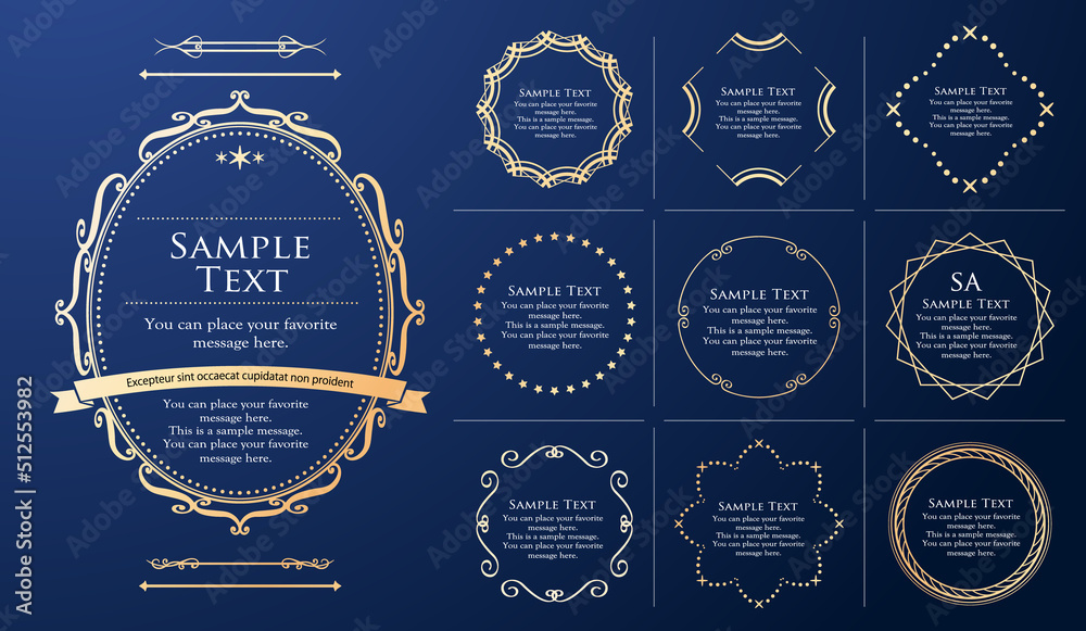 天体をイメージしたフレーム。おしゃれな見出し。豪華なフレーム。