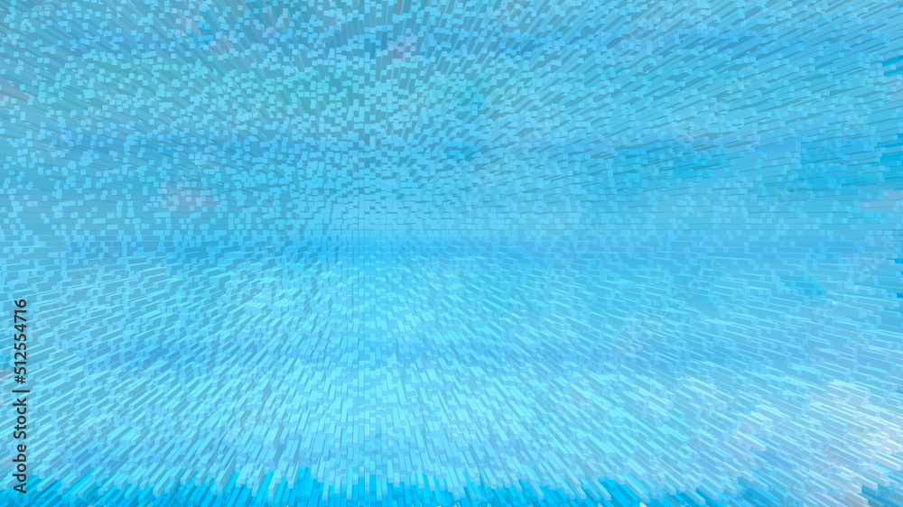 Cubic explosion in the blue sea. 3d illustration. Cubic explosion in the blue sea. 3d illustration.