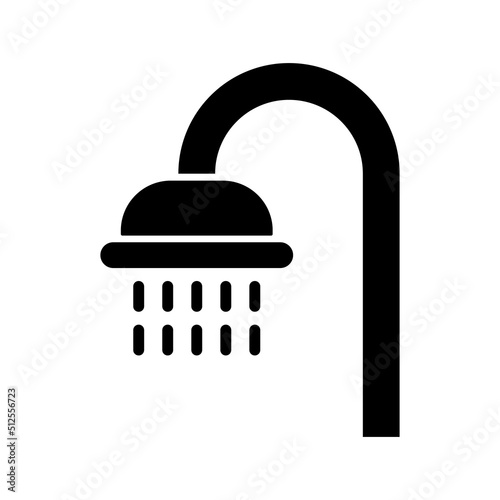 Shower head and shower icon. Bathroom plumbing fixture. Vector.