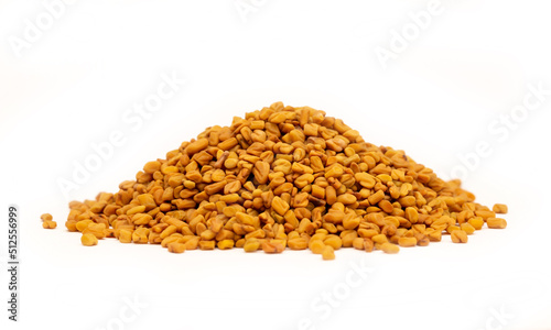 Foto Fenugreek seeds, spices close-up as a background flat lay