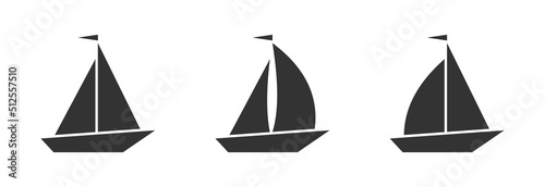 Sail boat icon. Ship icon. Flat vector illustration.