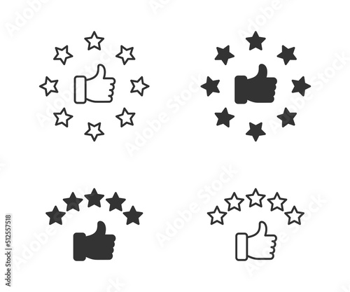 Stampa su tela Hand with thumb up and stars rating icon