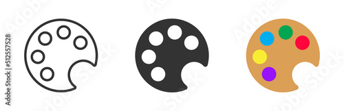 Painter palette icon. Color change icon. Linear, flat, and color design. Vector illustration.
