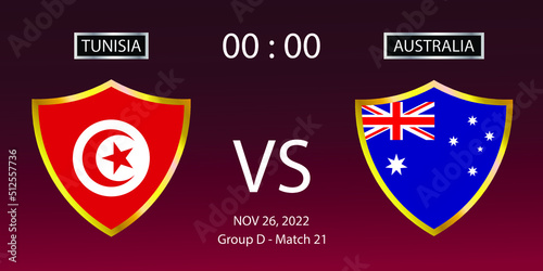 Soccer world cup 2022. Tunisia vs Australia. Group stage match 21. Vector illustration. eps 10