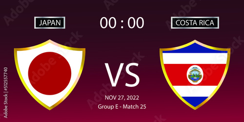 Soccer world cup 2022. Japan vs Costa Rica. Group stage match 25. Vector illustration. eps 10