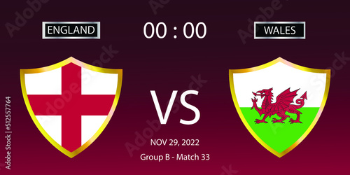 Soccer world cup 2022. England vs Wales. Group stage match 33. Vector illustration. eps 10