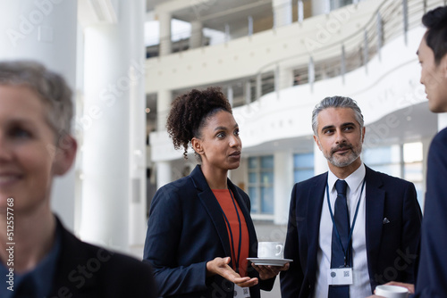 African American businesswoman speaking at a networking event photo