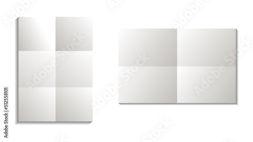 realistic blank white folded paper set collections. 

empty album or book catalog. attaching paperclip 

raster copy.
