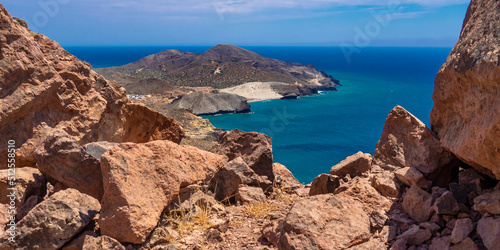 Panoramic View from Vela Blanca Volcanic Dome, Cabo de Gata-Níjar Natural Park, UNESCO Biosphere Reserve, Hot Desert Climate Region, Almería, Andalucía, Spain, Europe